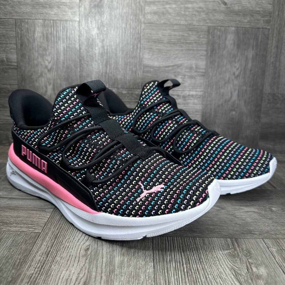 Puma One4All 2.0 Slip On Womens 7.5 Black Pink Multi Knit Athletic Sneakers NEW - Picture 5 of 8